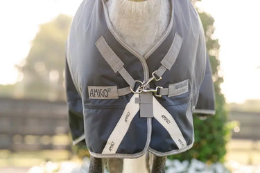 Horseware Ireland Amigo 1200D Plus Pony Turnout Rug 250G Navy / Titanium Grey & Silver| Online For Equine