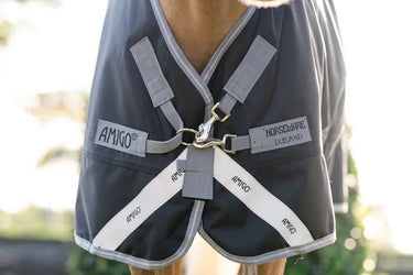Horseware Ireland Amigo 1200D Plus Pony Turnout Rug 50G Black / Titanium Grey & Silver| Online For Equine