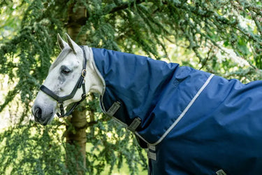 Horseware Ireland Amigo 1200D Turnout Rug Hood 0G Navy / Titanium Grey & Silver| Online For Equine