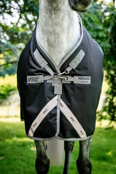 Horseware Ireland Amigo 1200D Xl Turnout Rug 150G Black / Titanium Grey & Silver| Online For Equine