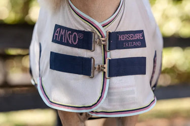 Horseware Ireland Amigo Bug Rug Plus Rug Petite Silver / Lime, Navy, Pink & Blue| Online For Equine