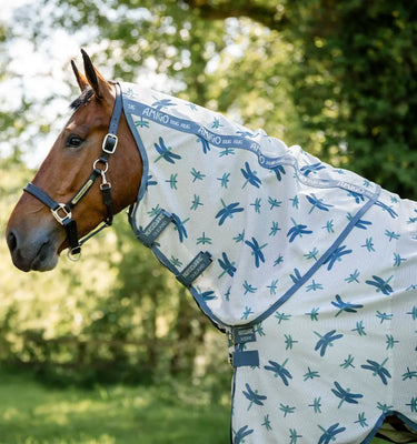 Horseware Ireland Dragonfly Print/Silver, Blue & Sage Amigo Bug Rug Hood| Online For Equine
