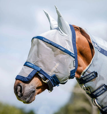 Horseware Ireland Heather Blue/Blue & Silver Rambo Flymask| Online For Equine