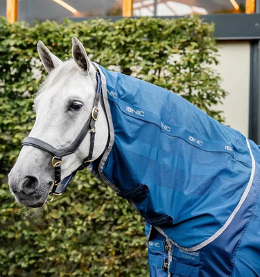 Horseware Ireland Imperial Blue/Silver & Navy Horseware Ireland Ionic Therapy Mesh Cooler hood| Online For Equine