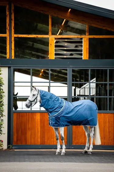 Horseware Ireland Imperial Blue/Silver & Navy Horseware Ireland Ionic Therapy Mesh Cooler hood| Online For Equine