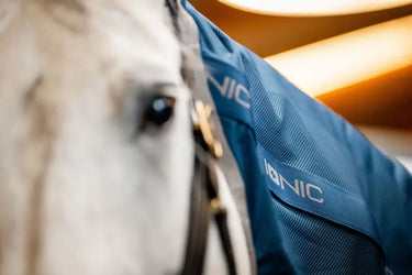 Horseware Ireland Imperial Blue/Silver & Navy Horseware Ireland Ionic Therapy Mesh Cooler hood| Online For Equine