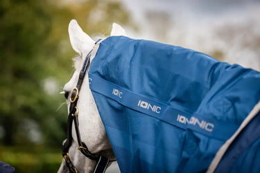 Horseware Ireland Imperial Blue/Silver & Navy Horseware Ireland Ionic Therapy Mesh Cooler hood| Online For Equine