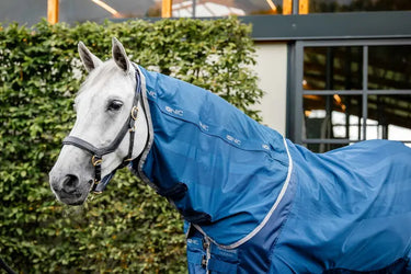 Horseware Ireland Imperial Blue/Silver & Navy Horseware Ireland Ionic Therapy Mesh Cooler hood| Online For Equine