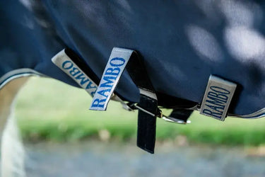 Horseware Ireland Rambo 1680D Turnout Rug 0G Navy / Thunderstorm Grey & Silver| Online For Equine