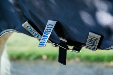 Horseware Ireland Rambo 1680D Turnout Rug 0G Navy / Thunderstorm Grey & Silver| Online For Equine