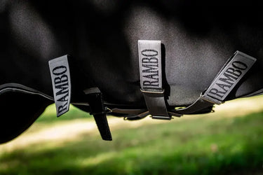 Horseware Ireland Rambo 1680D Turnout Rug 100G Black / Thunderstorm Grey & Silver| Online For Equine