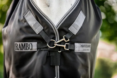 Horseware Ireland Rambo 1680D Turnout Rug 100G Black / Thunderstorm Grey & Silver| Online For Equine