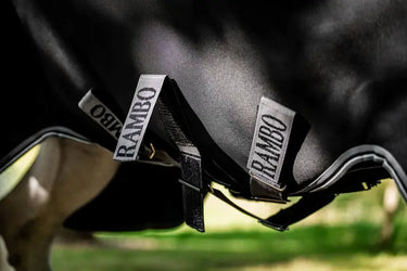 Horseware Ireland Rambo 1680D Turnout Rug 250G Vl Black / Thunderstorm Grey & Silver| Online For Equine
