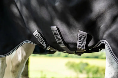 Horseware Ireland Rambo 1680D Turnout Rug 250G Vl Black / Thunderstorm Grey & Silver| Online For Equine