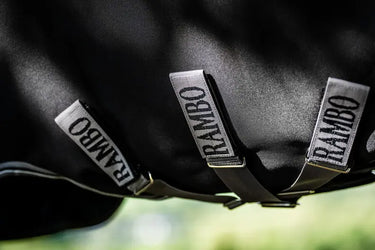 Horseware Ireland Rambo 1680D Turnout Rug 50G Black / Thunderstorm Grey & Silver| Online For Equine