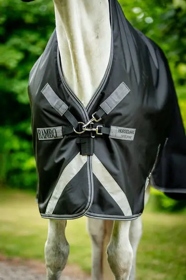 Horseware Ireland Rambo 1680D Wug Turnout Rug 0G Black / Thunderstorm Grey & Silver| Online For Equine