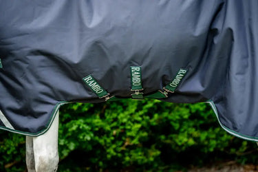 Horseware Ireland Rambo 1680D Wug Turnout Rug 0G Navy / Hunter Green & Silver| Online For Equine