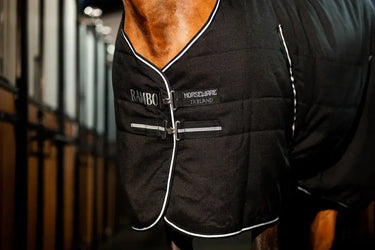 Horseware Ireland Rambo Stable Rug 100G Black / Thunderstorm Grey & Silver| Online For Equine