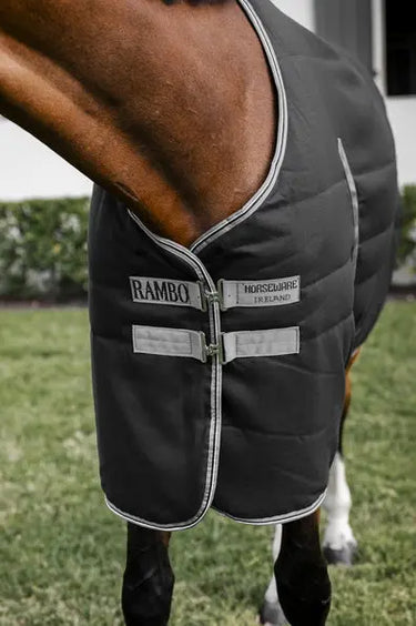Horseware Ireland Rambo Stable Rug 200G Black / Thunderstorm Grey & Silver| Online For Equine