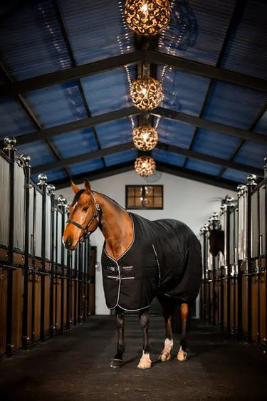 Horseware Ireland Rambo Stable Rug 400G Black / Thunderstorm Grey & Silver| Online For Equine