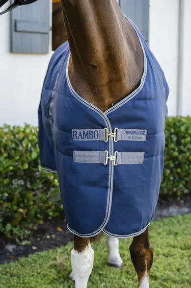 Horseware Ireland Rambo Stable Rug 400G Navy / Thunderstorm Grey & Silver| Online For Equine