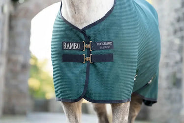 Horseware Ireland Rambo Techni Waffle Cooler Dynasty Green / Navy & Silver| Online For Equine