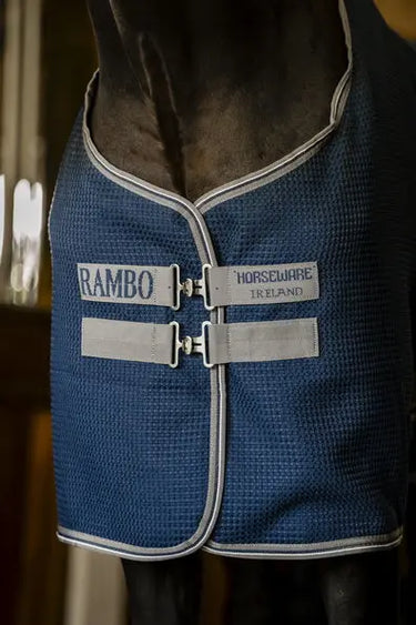 Horseware Ireland Rambo Techni Waffle Cooler Navy / Thunderstorm Grey & Silver| Online For Equine