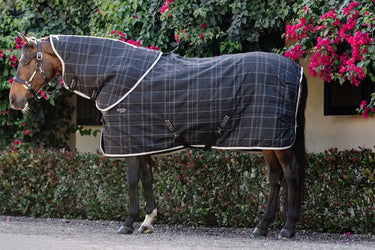 Horseware Ireland Rhino Stable Rug Hood 100G Blk / Grey / White Chk & Grey| Online For Equine