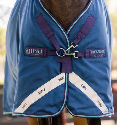 Horseware Ireland Rhino Turnout Rug 100G Navy / Grey & Aqua &Grey| Online For Equine