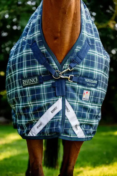 Horseware Ireland Rhino Wug Turnout Rug 450G Vl Hunter Check / Navy & Green| Online For Equine