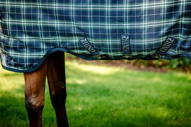 Horseware Ireland Rhino Wug Turnout Rug 450G Vl Hunter Check / Navy & Green| Online For Equine