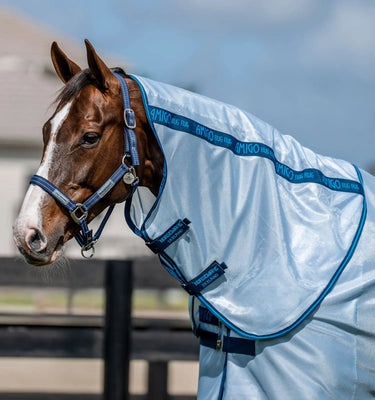 Horseware Ireland Silver/Titanium Grey & Silver Amigo Bug Rug Hood| Online For Equine