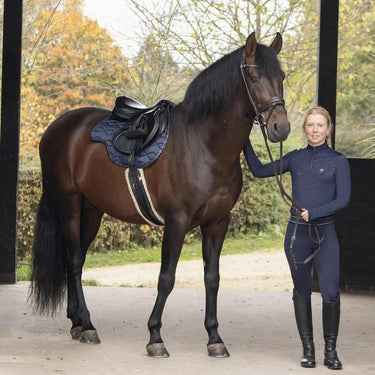 Hy Equestrian Elevate Allure Saddle Pad Navy/ Gun Metal Grey| Online For Equine