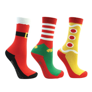 Hy Equestrian Festive Feet Junior Christmas Socks (Pack of 3)| Online For Equine