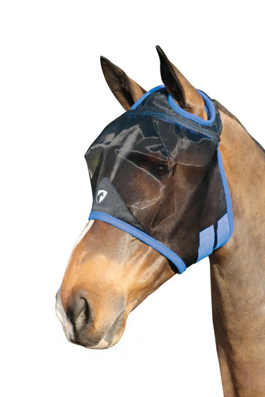 Hy Equestrian Mesh Half Mask without Ears Black/Palace Blue| Online For Equine