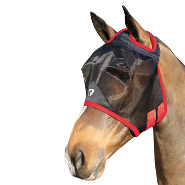 Hy Equestrian Mesh Half Mask without Ears Black/Red| Online For Equine