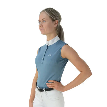 Hy Equestrian Sophia Sleeveless Show Shirt Aegean Blue| Online For Equine