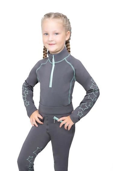 Hy Equestrian Stella Children's Base Layer Charcoal/ Mint| Online For Equine