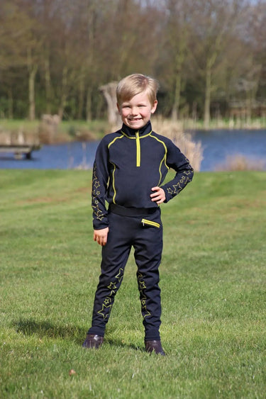 Hy Equestrian Stella Children's Base Layer Navy/ Yellow| Online For Equine