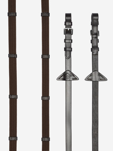 Buy LeMieux Brown/Silver Webbed Continental Reins| Online for Equine