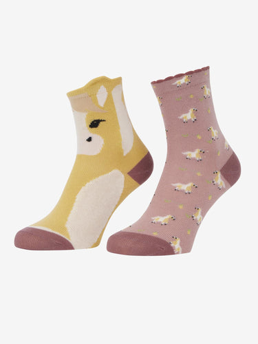 Buy LeMieux Young Rider Mini Character Socks 2 pack Lemon | Online for Equine