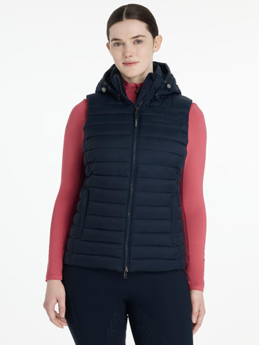 LeMieux Rose Hooded Puffer Gilet Navy
