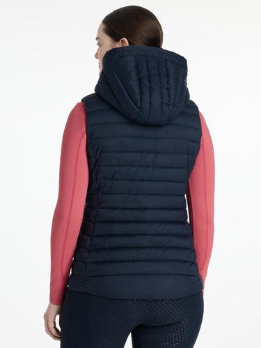 LeMieux Rose Hooded Puffer Gilet Navy