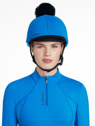LeMieux Classique Pom Hat Silk Benetton Blue