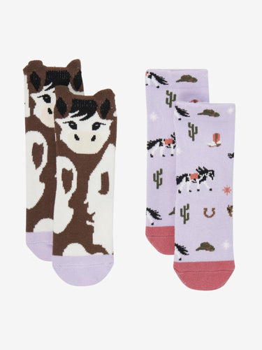 LeMieux Mini Cotton Character Socks Paint Pony 2 Pack Lilac