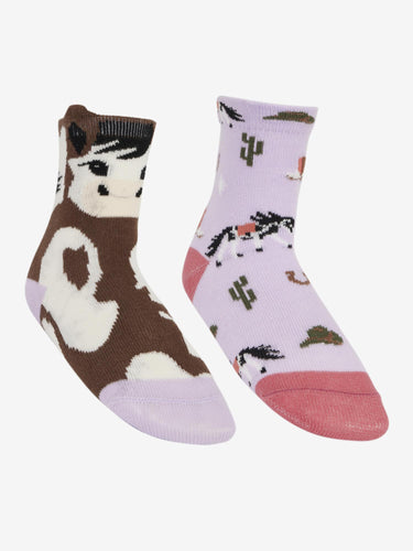 LeMieux Mini Cotton Character Socks Paint Pony 2 Pack Lilac