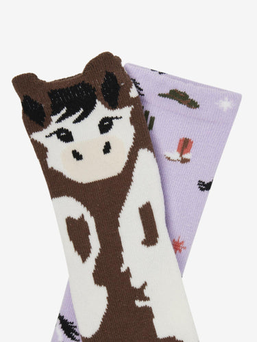 LeMieux Mini Cotton Character Socks Paint Pony 2 Pack Lilac