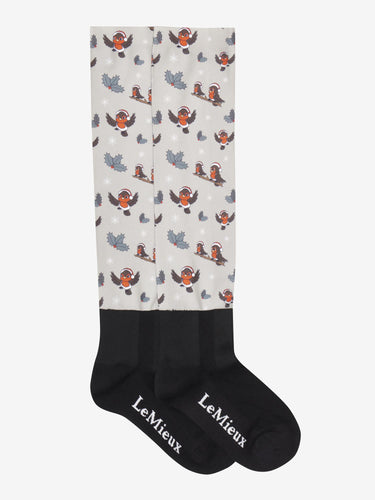 LeMieux Footsie Socks Xmas Robins Almond