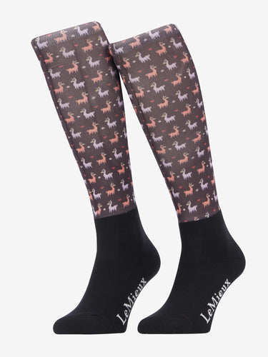 LeMieux Footsie Socks Llamas Damson