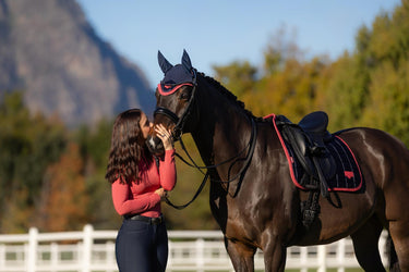 LeMieux Loire Classic Dressage Square Navy/Cranberry